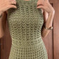 Crochet Knit Texture A-Line Maxi Dress