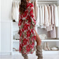 Women's Floral Print Pleated Dress with Slit