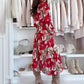 Women's Floral Print Pleated Dress with Slit