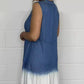 Tie-Dye Sleeveless Denim Maxi Dress