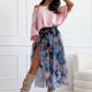🌸Spring Specials🌸 Off-Shoulder Loose Top & Mesh Printed Skirt Set