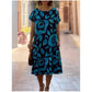 Women's Round Neck Printed Casual Loose Short Sleeve Dress