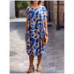 Women's Round Neck Printed Casual Loose Short Sleeve Dress