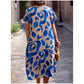 Women's Round Neck Printed Casual Loose Short Sleeve Dress
