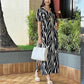 Women's Printed V-Neck Dress with Side Slit