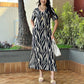 Women's Printed V-Neck Dress with Side Slit