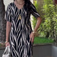 Women's Printed V-Neck Dress with Side Slit