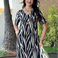 Women's Printed V-Neck Dress with Side Slit