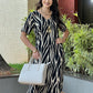 Women's Printed V-Neck Dress with Side Slit