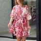 Casual Printed Waist-Tie Slimming Short Dress