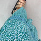 Women's Blue Leopard Print Short Sleeve V-Neck Dress