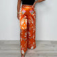 Women's Printed Satin Wide Leg Pants
