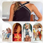 Stylish Cross Neck Top & Wide Leg Pants Two Piece Set