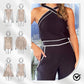 Stylish Cross Neck Top & Wide Leg Pants Two Piece Set