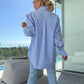 Women's Long Sleeve Casual Striped Loose Mid-Length Shirt