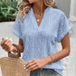 Women's V-Neck Jacquard Short Sleeve Loose Shirt
