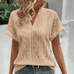 Women's V-Neck Jacquard Short Sleeve Loose Shirt