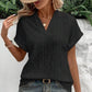 Women's V-Neck Jacquard Short Sleeve Loose Shirt
