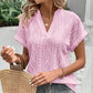 Women's V-Neck Jacquard Short Sleeve Loose Shirt