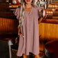 Women's Casual V-Neck Ruffle Pleated Dress