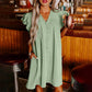 Women's Casual V-Neck Ruffle Pleated Dress