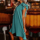 Women's Casual V-Neck Ruffle Pleated Dress
