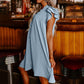 Women's Casual V-Neck Ruffle Pleated Dress