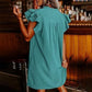 Women's Casual V-Neck Ruffle Pleated Dress