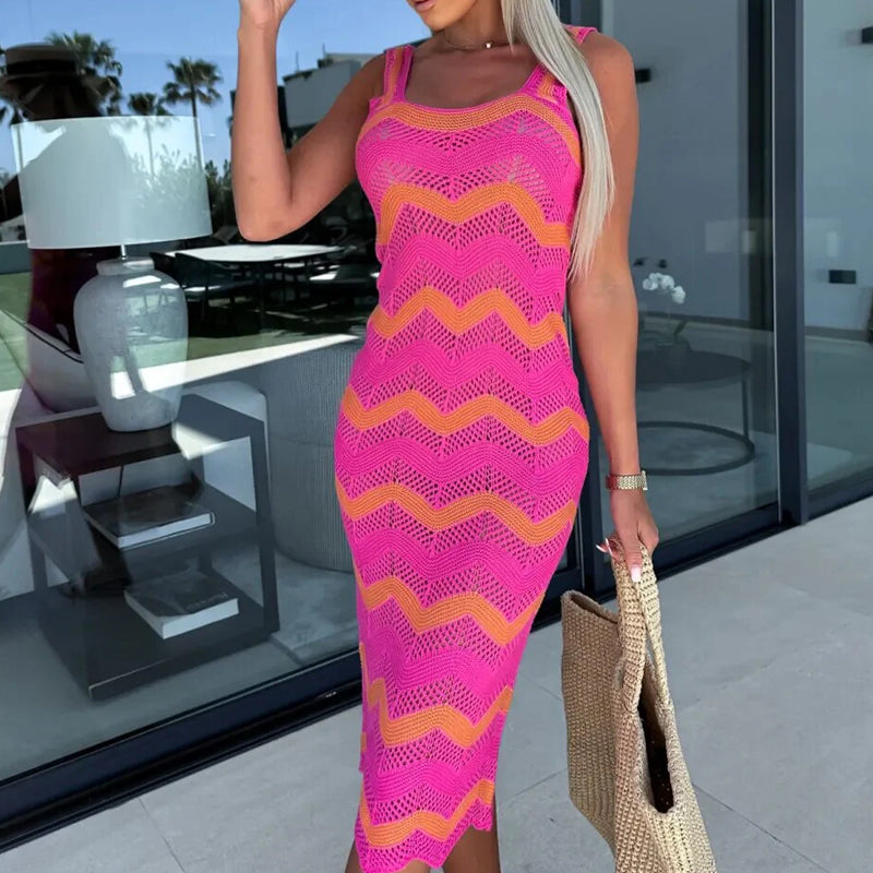 Women's Sleeveless Hollow Out Knit Dress