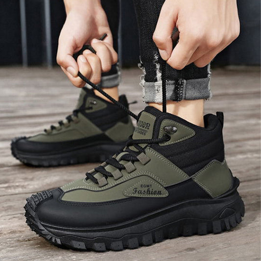 🥾Vintage Men's Hiking Boots - Waterproof Leather, Non-Slip Sole, Puncture Resistant for Outdoor Adventure
